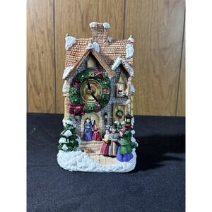 1996 Avon Victorian Musical Christmas Village Resin House  Clock Decoration